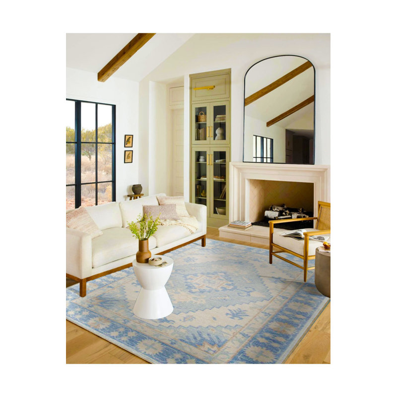 Tapis bleu décoratif et lavable Baklava, Tapis de couloir 3 pi 3 po x 6 pi 7 po inclus