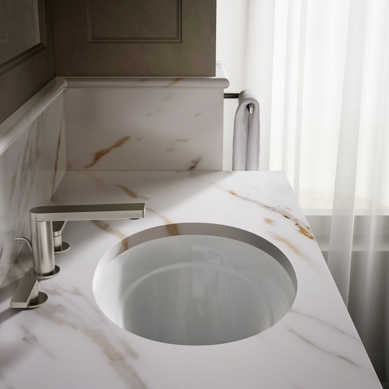 Serif Metal Oval Undermount Bathroom Sink, White