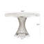 Table ronde de 47 po pour la conférence et le bureau, avec base en acier inoxydable poli miroir 8k à effet marbré, argent et blanc, diamètre de salle à manger de 45,68 pouces-87691650