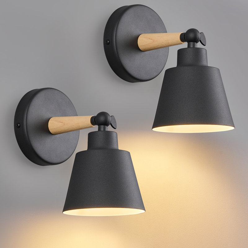 Modern Macaron Wall Sconces Set Of Two Indoor Wall Light Iron Art Lampshade Light Fixture Adjustable Angle Bedside Wall Lamp For Living Room Bathroom Corridor Entrance Study Bedroom