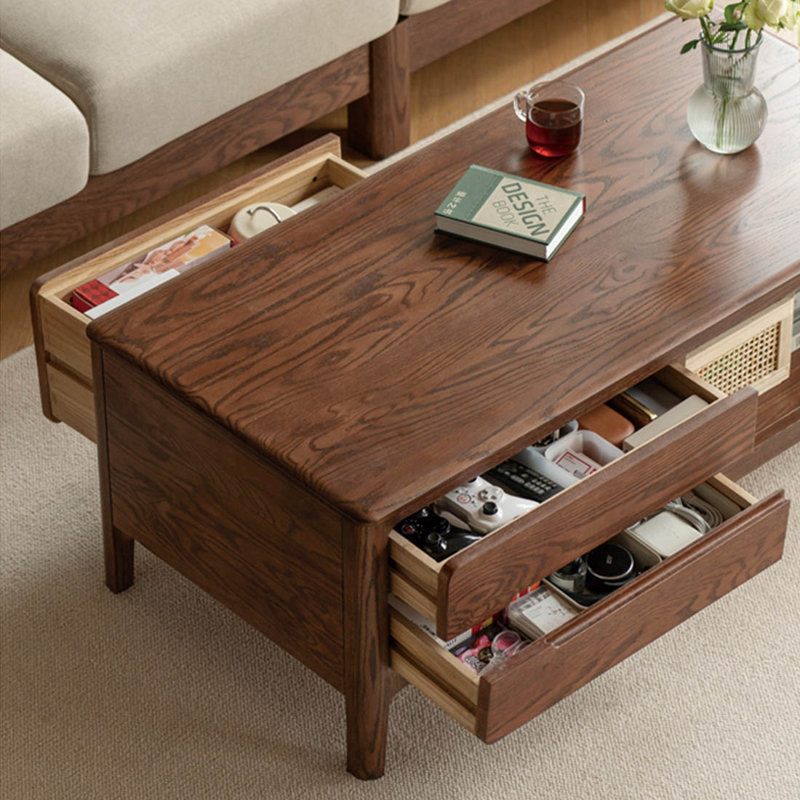 Table basse en chêne avec coins arrondis, H 17,71 po x L 39,37 po x l 19,68 po