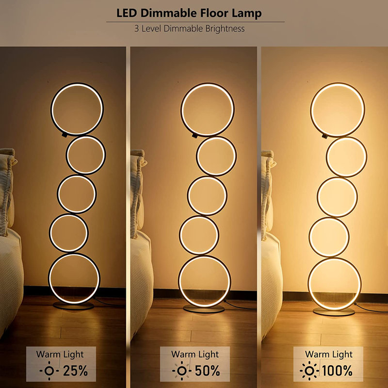 Annise 41.3'' Black LED Column Floor Lamp Set