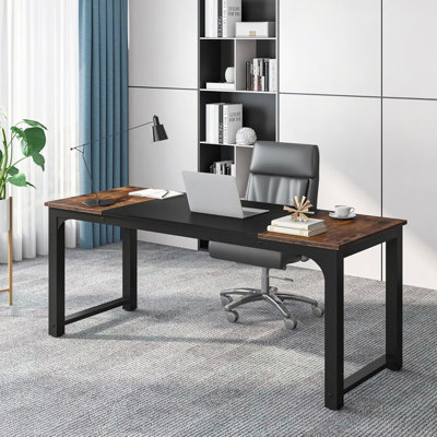 70.8" Executive Office Desk, Large Modern Computer Workstation with Thick Metal Frame, Business Furniture for Home Office
