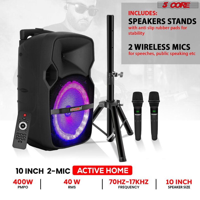 5 haut-parleurs de fête avec système de karaoké à haut-parleur bluetooth rechargeable 2 pièces 400 W avec microphone