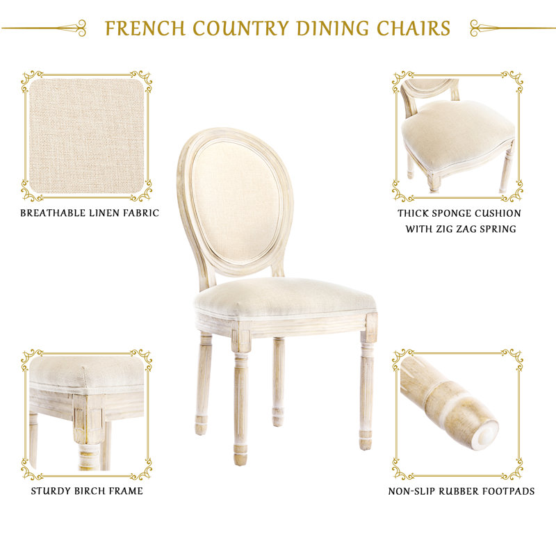 Macaulay 52cm H Linen Upholstered Side Chair, Beige, Natural