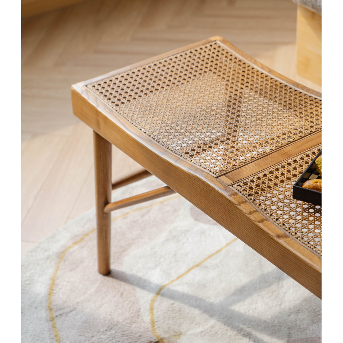 Red Barrel Studio® Brylynn Solid Wood & Cane Bench & Reviews | Wayfair