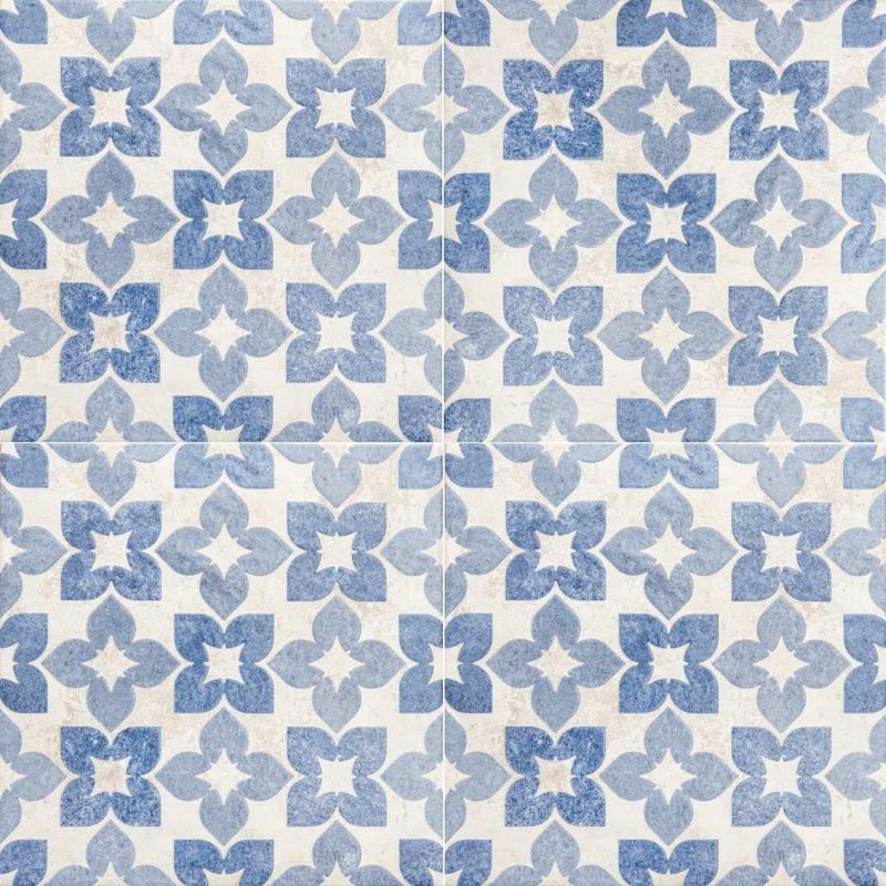 Carreaux de sol et muraux en porcelaine satinée Phlox 8 po x 8 po, Bleu