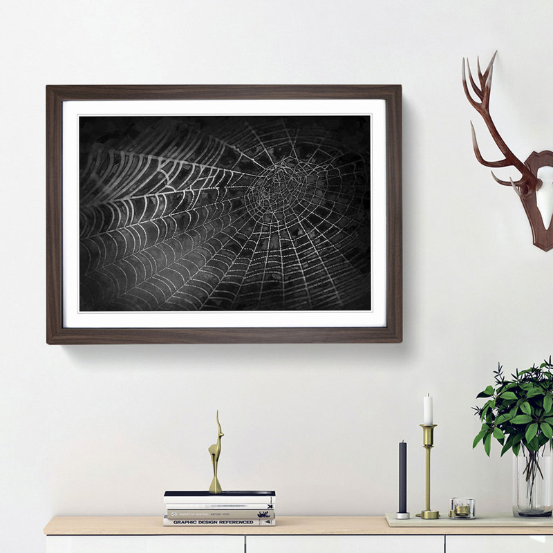 Spiders Cobweb in Abstract - Framed Print, 36cm H x 48cm W x 2cm D, Walnut Framed