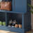 Modern Integrated Coat Rack For Entryways With Adjustable Shelves; Farmhouse-Style Storage Bench With Cabinet And Seven Hooks; Blue.-1516485278