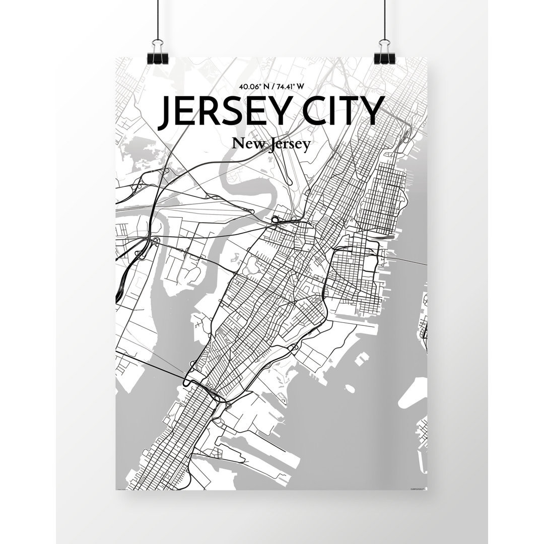 Jersey City City Map - No Frame Print