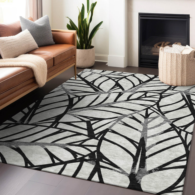 Tapis noir de qualité supérieure lavable à la machine, Rectangle 10 pi x 14 pi