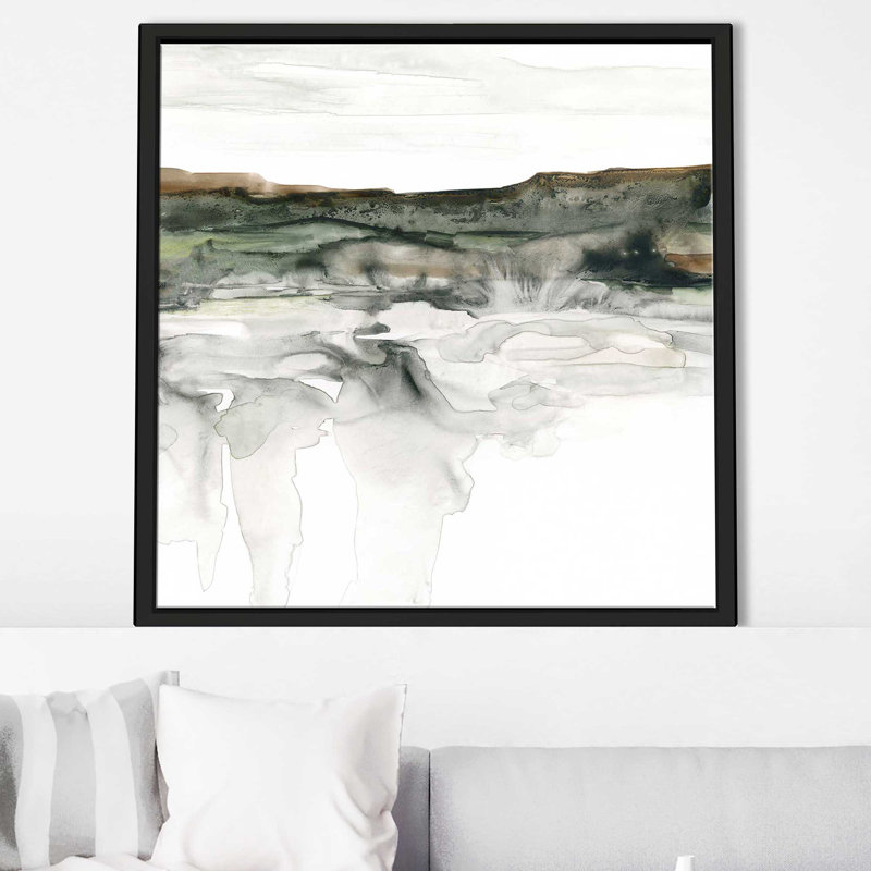 «River Flow II» par Carol Robinson - Peinture, H 39,5 po x l 39,5 po x P 2 po, Cadre flottant noir