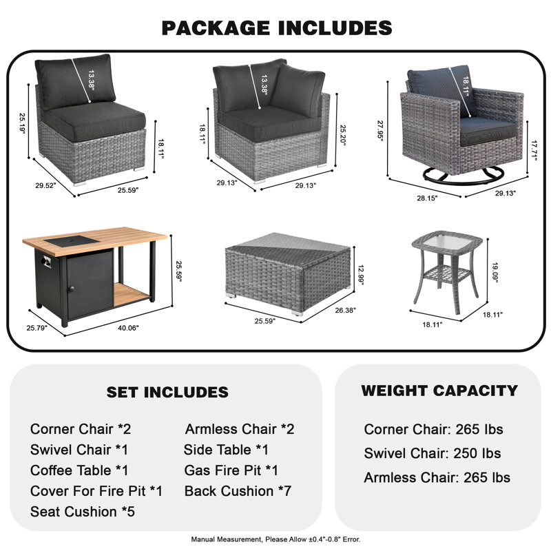 Quinte Premium All-Weather Wicker 5 - Person Patio Conversation Set with Cushions, Black