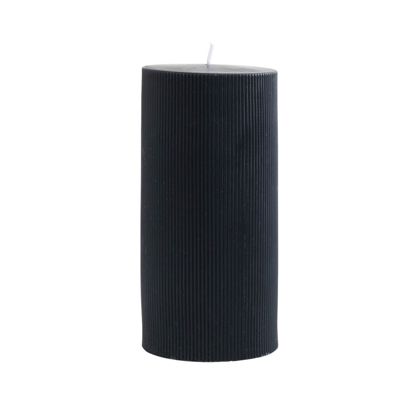 Bougie pilier non parfumée à plis thermolaqués, Pilier 3 po x 3 po, Noir