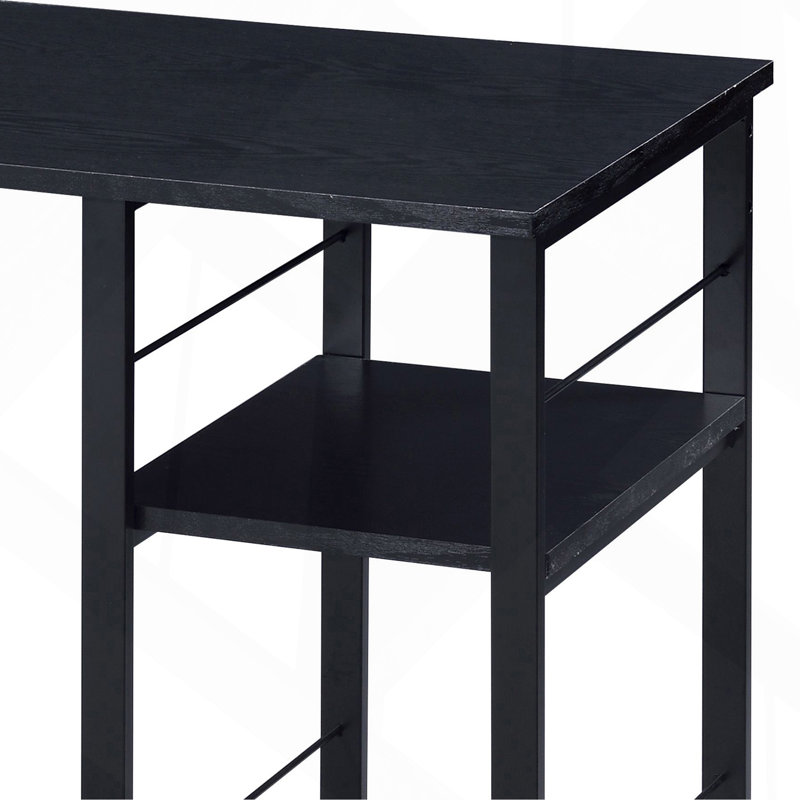 Bureau d'écriture rectangulaire noir à 2 tablettes