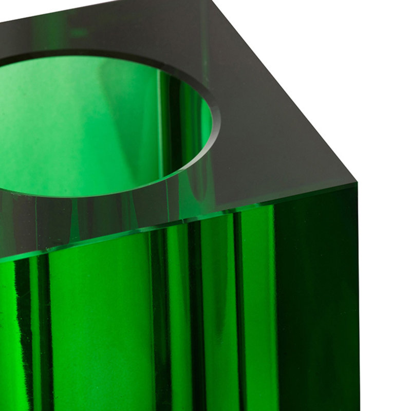 Huntingburg Glass Table Vase 1, 5.9" H x 3.9" W x 3.9" D, Green
