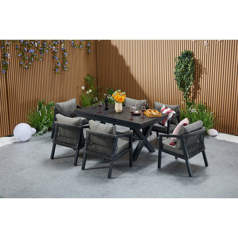 Stretching Table With 8 Armchairs, 7 Pcs: Table, 6 Chairs