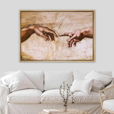 «Famous Artwork Hands Of God, création d'Adam» par Michelanglo Graffiti et art de rue, célébrités pop art moderne sur toile