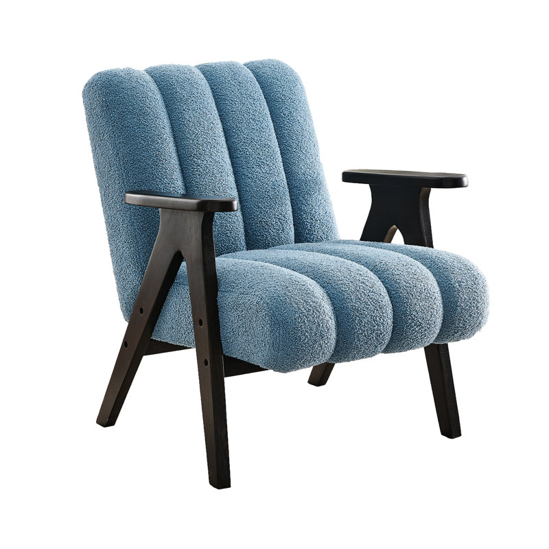 Chaise moderne bleue avec bois, housse de siège - bleu, tissu de bois, Bleu