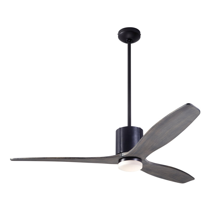 LeatherLuxe 54'' Ceiling Fan with LED Lights, Dark Bronze/Black, Handheld Remote Control, Graywash