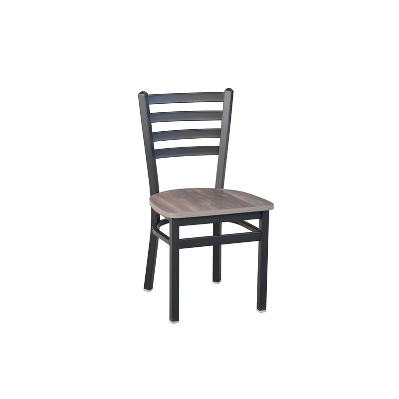 Lima 17.25'' H Metal Dining Chair, Sand Black, Chestnut/Black
