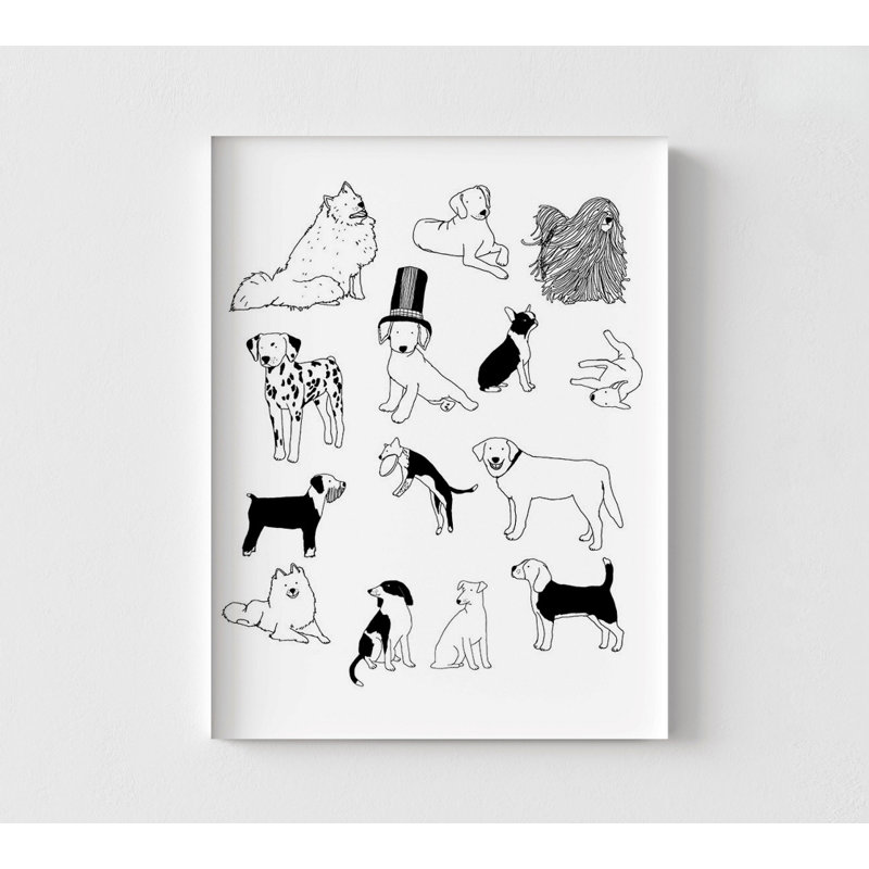 Chiens par Hanna Melin, reproduction d'affiche de chien Komondor, art mural Dalmatian Illustration, art de bureau de chiens de race