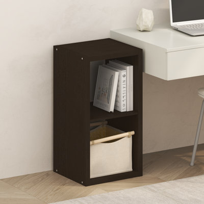 2-Cube Bookcase, Thick Frame, Black Dark Oak