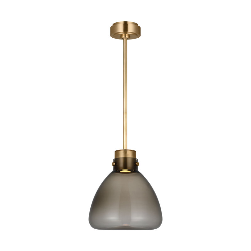 Morgan 1 - Light LED Pendant, Hand Rubbed Antique Brass, Gray