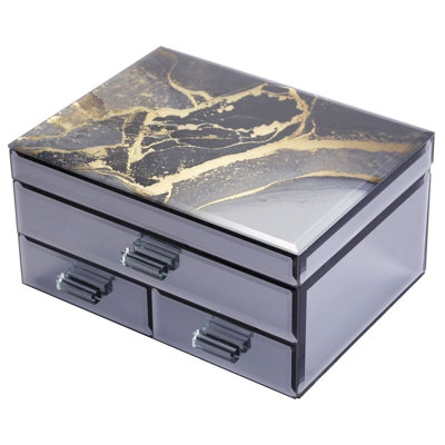 Boîte à bijoux en agate H 7 po x l 9,5 po x P 7 po