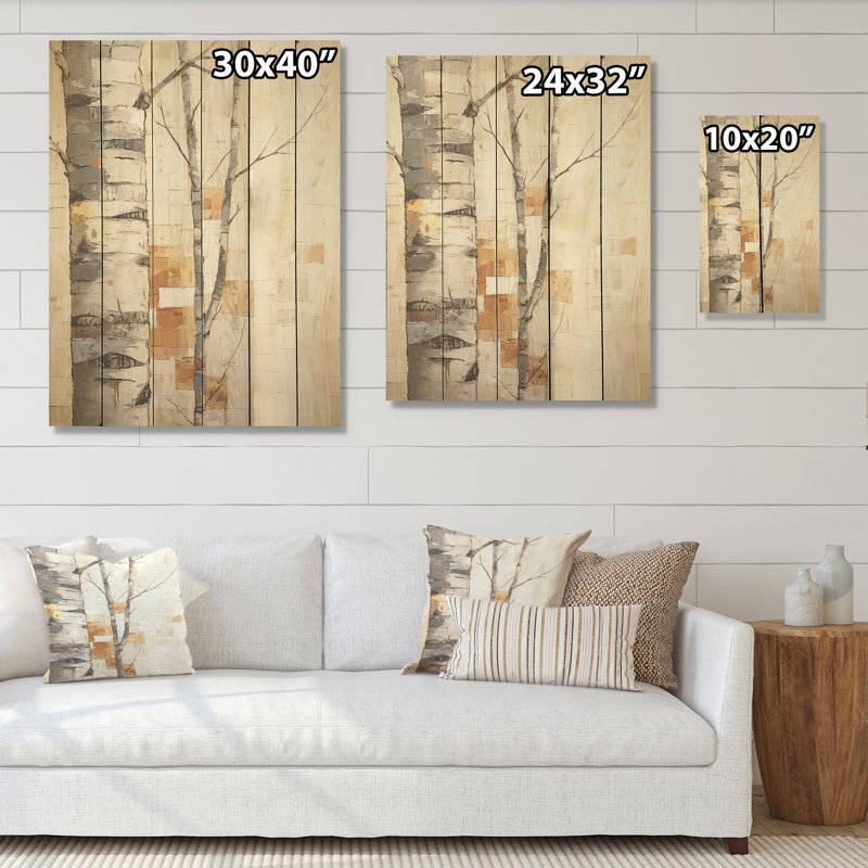 Minimalisme, bouleau I, art sur bois de pin naturel, H 20 po x l 10 po