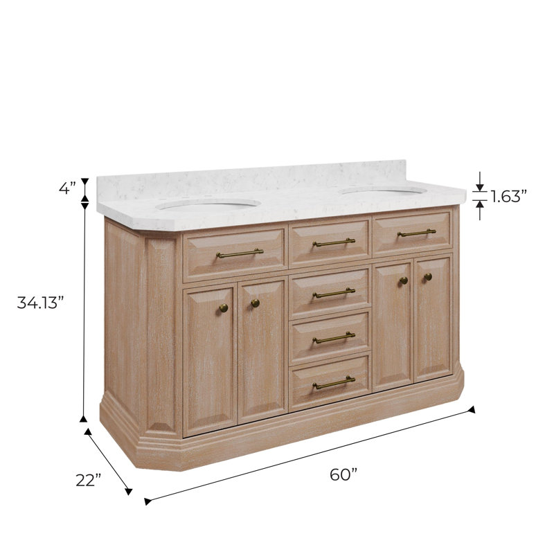Palace 60'' W Double Vanity, Vintage Gold, Toffee Latte