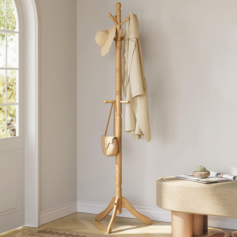 Rubber Freestanding 10 - Hook Coat Rack, Natural Beige