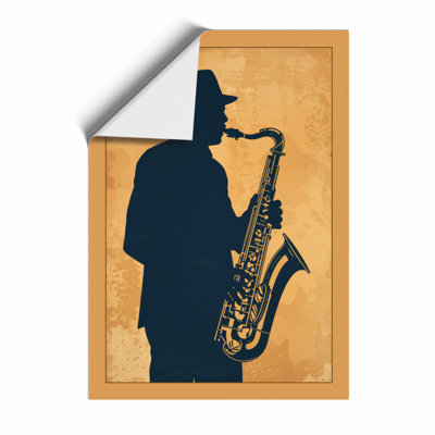 Saxophonist in Profile Retro - Framed Print