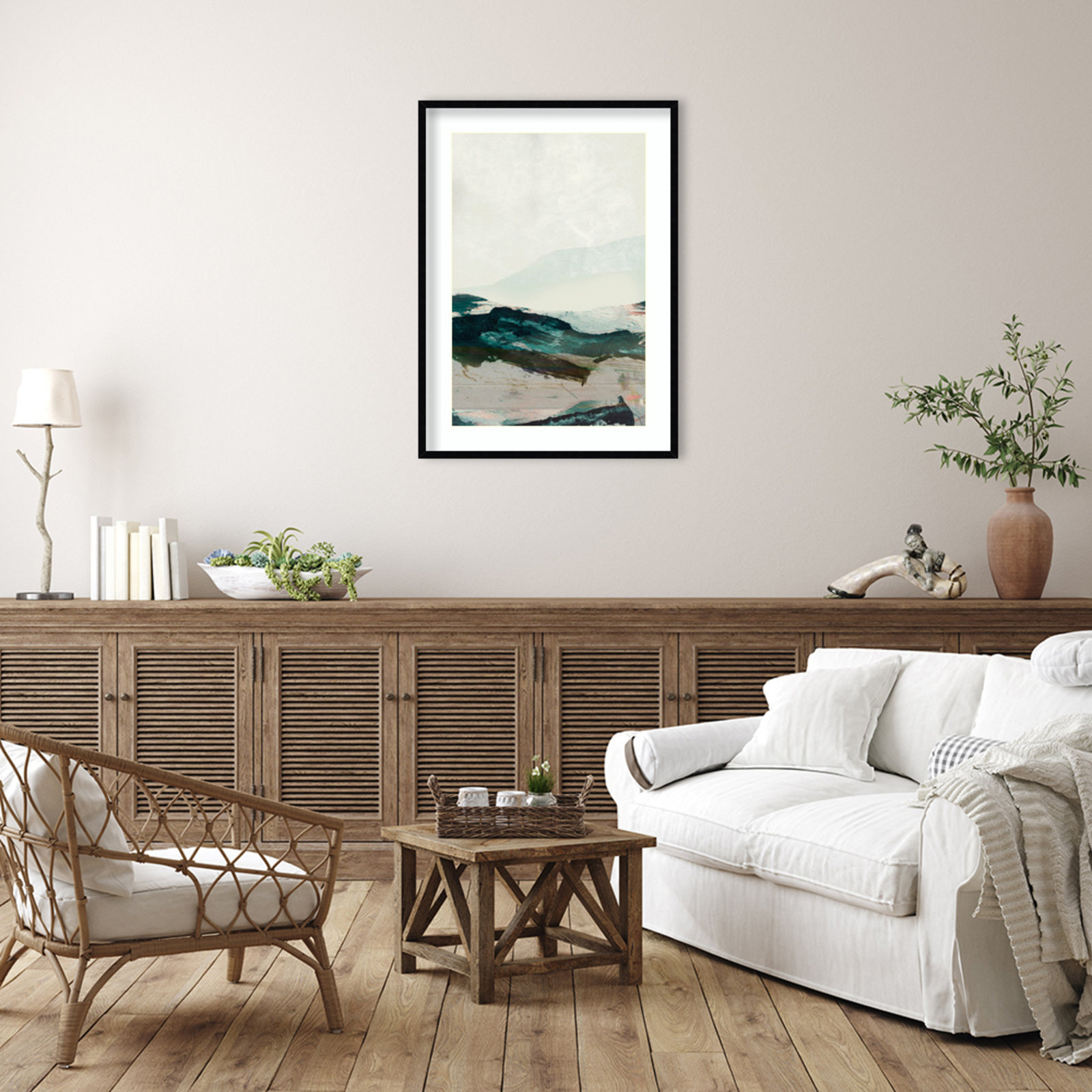 Cleve "Mountains No. 2" Print, Black Framed, 41" H x 30" W