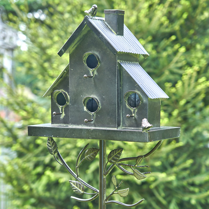 Newtown 76.75'' H x 16.25'' W x 8.5'' D Metal Multihome Birdhouse Stake