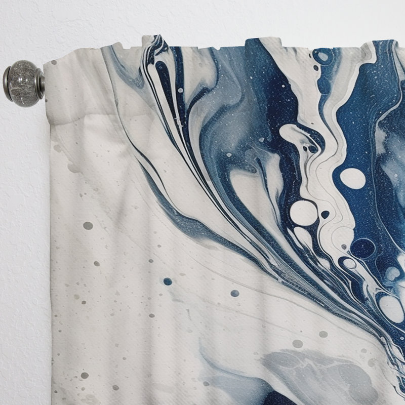Elixir IV bleu et gris - Rideau abstrait - Velours obscurcissant - 1 panneau, L 52 po x L 90 po