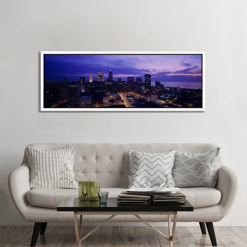 High angle view of buildings in a city, Cleveland, Ohio, USA 1 Piece Panoramic Wall Art on Canvas, 182.88 cm H x 60.96 cm W