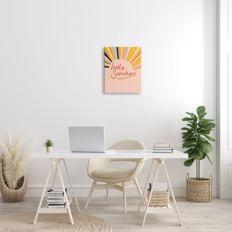 Hello Sunshine - art textuel sur toile, H 20 po x l 16 po, Toile tendue