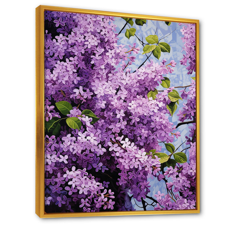 Lilas, minimalisme, rêve sur toile, Cadre flottant doré, H 20 po x l 12 po x P 1 po