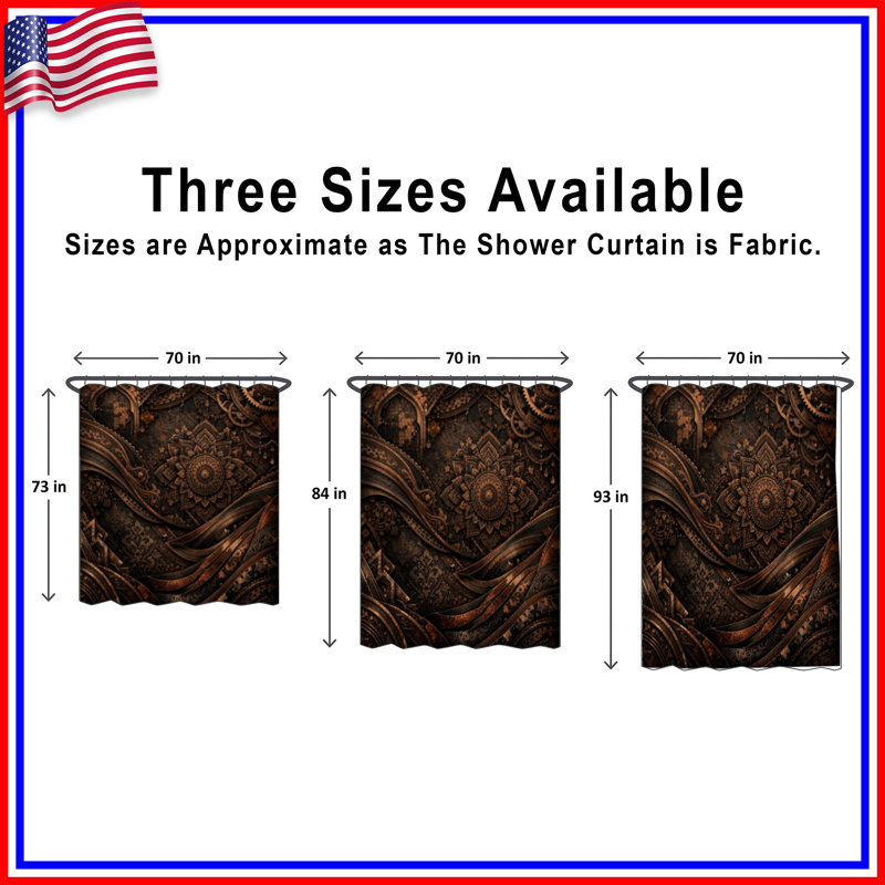 Rideaux de douche complexes en bronze extra long Mandala, 70in W x 93in H