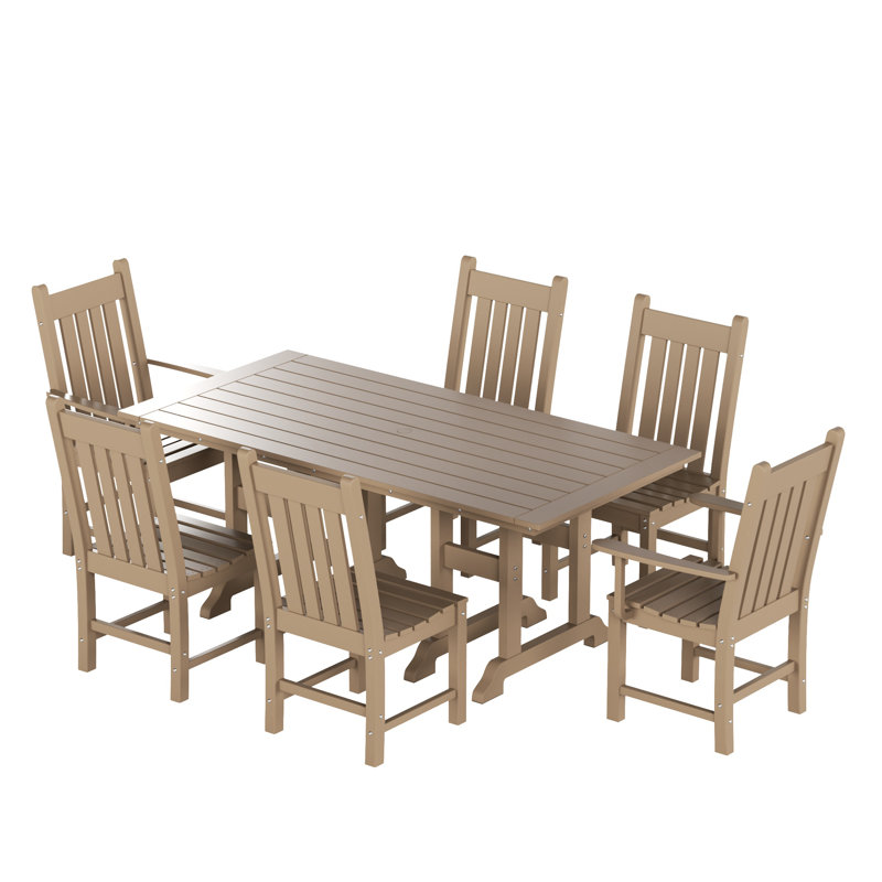 Ensemble de salle à manger rectangulaire pour 6 personnes 70 "" Laguna, Bois patiné