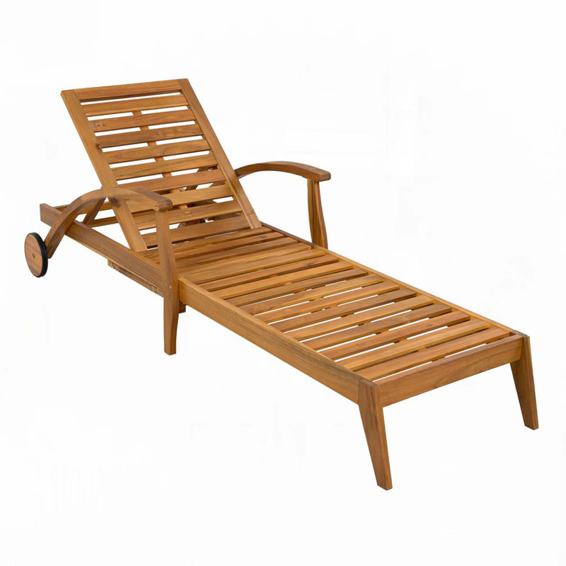 Solid Wood Patio Chaise Lounge