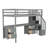 Twin Size Loft Bed Frame with Built-in Desk and Double Storage Drawers-1556007608