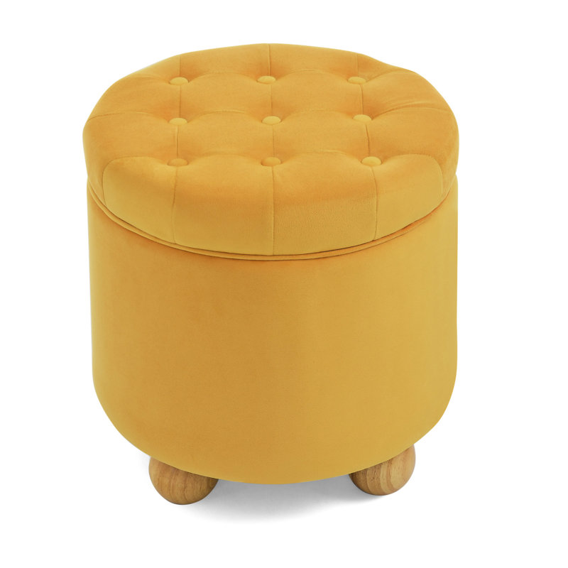Repose-pieds rond avec rangement, Jaune foncé