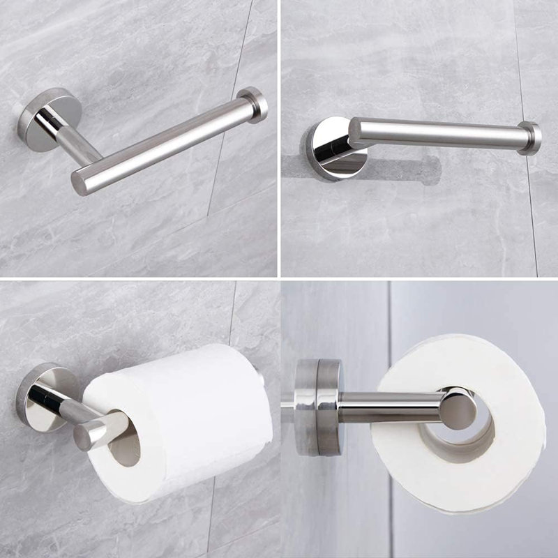 Ensemble de quincaillerie de salle de bain en acier inoxydable - Porte-serviettes muraux, porte-papier hygiénique et crochets à peignoir - Ensemble d'accessoires de salle de bain durables et antirouille