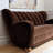 Solid Wood Frame Modern Dark Brown Velvet Sofa