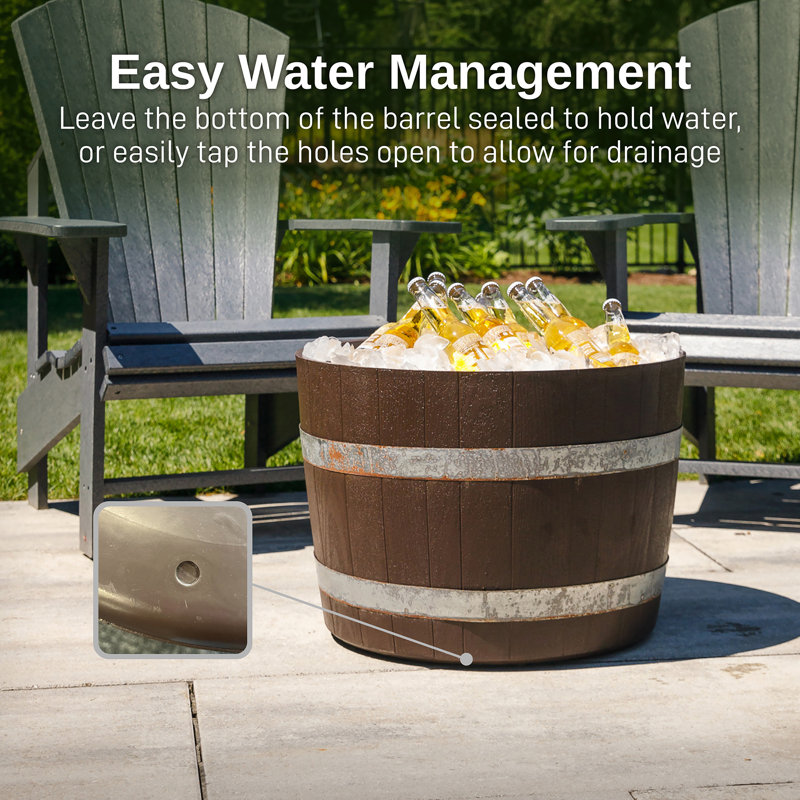 Winon Barrel Planter, Set of 2, 12.5" H x 17.5" W x 17.5" D