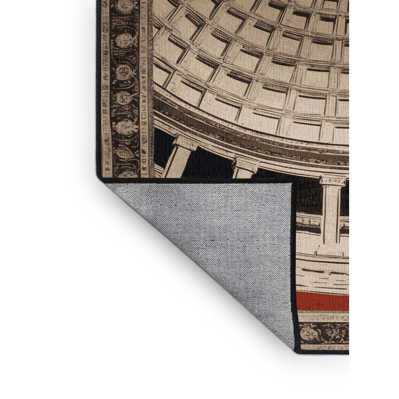 Tapis brun lavable à la machine, Rond 3 pi