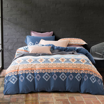 Egyptian-Quality Cotton Sateen Geometric Shapes Duvet Cover