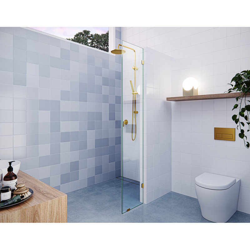 Vela 12 in. x 78 in. Fully Frameless Single Fixed Shower Panel, Satin Brass